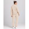 imageTrendy Queen Womens 2 Piece Outfits Long Sleeve Sweatsuits Half Zip Sweatshirts with Fleece Joggers SweatpantsApricot