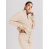 imageTrendy Queen Womens 2 Piece Outfits Long Sleeve Sweatsuits Half Zip Sweatshirts with Fleece Joggers SweatpantsApricot