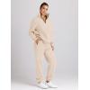 imageTrendy Queen Womens 2 Piece Outfits Long Sleeve Sweatsuits Half Zip Sweatshirts with Fleece Joggers SweatpantsApricot