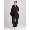imageTrendy Queen Womens 2 Piece Outfits Long Sleeve Sweatsuits Half Zip Sweatshirts with Fleece Joggers SweatpantsBlack