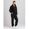 imageTrendy Queen Womens 2 Piece Outfits Long Sleeve Sweatsuits Half Zip Sweatshirts with Fleece Joggers SweatpantsBlack