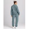 imageTrendy Queen Womens 2 Piece Outfits Long Sleeve Sweatsuits Half Zip Sweatshirts with Fleece Joggers SweatpantsBluegreen