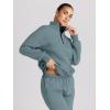 imageTrendy Queen Womens 2 Piece Outfits Long Sleeve Sweatsuits Half Zip Sweatshirts with Fleece Joggers SweatpantsBluegreen