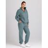 imageTrendy Queen Womens 2 Piece Outfits Long Sleeve Sweatsuits Half Zip Sweatshirts with Fleece Joggers SweatpantsBluegreen
