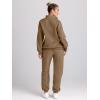 imageTrendy Queen Womens 2 Piece Outfits Long Sleeve Sweatsuits Half Zip Sweatshirts with Fleece Joggers SweatpantsCoffee