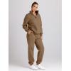 imageTrendy Queen Womens 2 Piece Outfits Long Sleeve Sweatsuits Half Zip Sweatshirts with Fleece Joggers SweatpantsCoffee