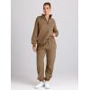 imageTrendy Queen Womens 2 Piece Outfits Long Sleeve Sweatsuits Half Zip Sweatshirts with Fleece Joggers SweatpantsCoffee