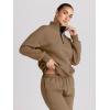 imageTrendy Queen Womens 2 Piece Outfits Long Sleeve Sweatsuits Half Zip Sweatshirts with Fleece Joggers SweatpantsCoffee