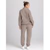 imageTrendy Queen Womens 2 Piece Outfits Long Sleeve Sweatsuits Half Zip Sweatshirts with Fleece Joggers SweatpantsCoffeegrey