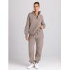 imageTrendy Queen Womens 2 Piece Outfits Long Sleeve Sweatsuits Half Zip Sweatshirts with Fleece Joggers SweatpantsCoffeegrey