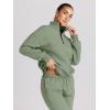imageTrendy Queen Womens 2 Piece Outfits Long Sleeve Sweatsuits Half Zip Sweatshirts with Fleece Joggers SweatpantsGreen