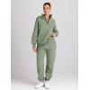 imageTrendy Queen Womens 2 Piece Outfits Long Sleeve Sweatsuits Half Zip Sweatshirts with Fleece Joggers SweatpantsGreen