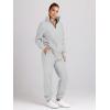 imageTrendy Queen Womens 2 Piece Outfits Long Sleeve Sweatsuits Half Zip Sweatshirts with Fleece Joggers SweatpantsGrey