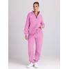 imageTrendy Queen Womens 2 Piece Outfits Long Sleeve Sweatsuits Half Zip Sweatshirts with Fleece Joggers SweatpantsPink