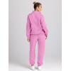imageTrendy Queen Womens 2 Piece Outfits Long Sleeve Sweatsuits Half Zip Sweatshirts with Fleece Joggers SweatpantsPink