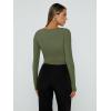 imageTrendy Queen Womens Long Sleeve Shirts Going Out Basic Crop Tops Fashion Y2k Workout Clothes Square Neck Fall OutfitsArmy Green
