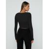 imageTrendy Queen Womens Long Sleeve Shirts Going Out Basic Crop Tops Fashion Y2k Workout Clothes Square Neck Fall OutfitsBlack