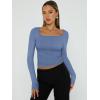 imageTrendy Queen Womens Long Sleeve Shirts Going Out Basic Crop Tops Fashion Y2k Workout Clothes Square Neck Fall OutfitsBlue