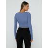 imageTrendy Queen Womens Long Sleeve Shirts Going Out Basic Crop Tops Fashion Y2k Workout Clothes Square Neck Fall OutfitsBlue