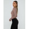 imageTrendy Queen Womens Long Sleeve Shirts Going Out Basic Crop Tops Fashion Y2k Workout Clothes Square Neck Fall OutfitsCoffee Grey