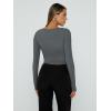 imageTrendy Queen Womens Long Sleeve Shirts Going Out Basic Crop Tops Fashion Y2k Workout Clothes Square Neck Fall OutfitsGray