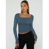 imageTrendy Queen Womens Long Sleeve Shirts Going Out Basic Crop Tops Fashion Y2k Workout Clothes Square Neck Fall OutfitsHaze Blue