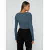 imageTrendy Queen Womens Long Sleeve Shirts Going Out Basic Crop Tops Fashion Y2k Workout Clothes Square Neck Fall OutfitsHaze Blue