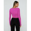 imageTrendy Queen Womens Long Sleeve Shirts Going Out Basic Crop Tops Fashion Y2k Workout Clothes Square Neck Fall OutfitsHot Pink