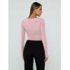 imageTrendy Queen Womens Long Sleeve Shirts Going Out Basic Crop Tops Fashion Y2k Workout Clothes Square Neck Fall OutfitsPink