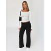 imageTrendy Queen Womens Long Sleeve Shirts Going Out Basic Crop Tops Fashion Y2k Workout Clothes Square Neck Fall OutfitsWhite