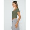imageTrendy Queen Womens Square Neck Going Out Crop Tops Short Sleeve T Shirts Summer Cute Clothes Basics TeesArmygreen