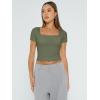 imageTrendy Queen Womens Square Neck Going Out Crop Tops Short Sleeve T Shirts Summer Cute Clothes Basics TeesArmygreen