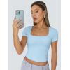 imageTrendy Queen Womens Square Neck Going Out Crop Tops Short Sleeve T Shirts Summer Cute Clothes Basics TeesBabyblue
