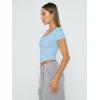 imageTrendy Queen Womens Square Neck Going Out Crop Tops Short Sleeve T Shirts Summer Cute Clothes Basics TeesBabyblue