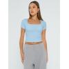 imageTrendy Queen Womens Square Neck Going Out Crop Tops Short Sleeve T Shirts Summer Cute Clothes Basics TeesBabyblue