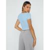 imageTrendy Queen Womens Square Neck Going Out Crop Tops Short Sleeve T Shirts Summer Cute Clothes Basics TeesBabyblue