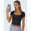 imageTrendy Queen Womens Square Neck Going Out Crop Tops Short Sleeve T Shirts Summer Cute Clothes Basics TeesBlack