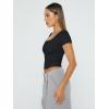 imageTrendy Queen Womens Square Neck Going Out Crop Tops Short Sleeve T Shirts Summer Cute Clothes Basics TeesBlack