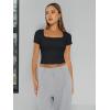 imageTrendy Queen Womens Square Neck Going Out Crop Tops Short Sleeve T Shirts Summer Cute Clothes Basics TeesBlack