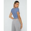 imageTrendy Queen Womens Square Neck Going Out Crop Tops Short Sleeve T Shirts Summer Cute Clothes Basics TeesBlue