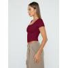 imageTrendy Queen Womens Square Neck Going Out Crop Tops Short Sleeve T Shirts Summer Cute Clothes Basics TeesBurgundy