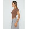 imageTrendy Queen Womens Square Neck Going Out Crop Tops Short Sleeve T Shirts Summer Cute Clothes Basics TeesCoffee