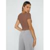 imageTrendy Queen Womens Square Neck Going Out Crop Tops Short Sleeve T Shirts Summer Cute Clothes Basics TeesCoffee