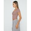 imageTrendy Queen Womens Square Neck Going Out Crop Tops Short Sleeve T Shirts Summer Cute Clothes Basics TeesCoffeegrey