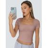 imageTrendy Queen Womens Square Neck Going Out Crop Tops Short Sleeve T Shirts Summer Cute Clothes Basics TeesCoffeegrey