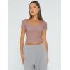 imageTrendy Queen Womens Square Neck Going Out Crop Tops Short Sleeve T Shirts Summer Cute Clothes Basics TeesCoffeegrey
