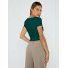imageTrendy Queen Womens Square Neck Going Out Crop Tops Short Sleeve T Shirts Summer Cute Clothes Basics TeesDarkgreen