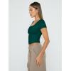 imageTrendy Queen Womens Square Neck Going Out Crop Tops Short Sleeve T Shirts Summer Cute Clothes Basics TeesDarkgreen