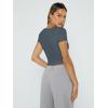 imageTrendy Queen Womens Square Neck Going Out Crop Tops Short Sleeve T Shirts Summer Cute Clothes Basics TeesDarkgrey