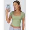 imageTrendy Queen Womens Square Neck Going Out Crop Tops Short Sleeve T Shirts Summer Cute Clothes Basics TeesGreen